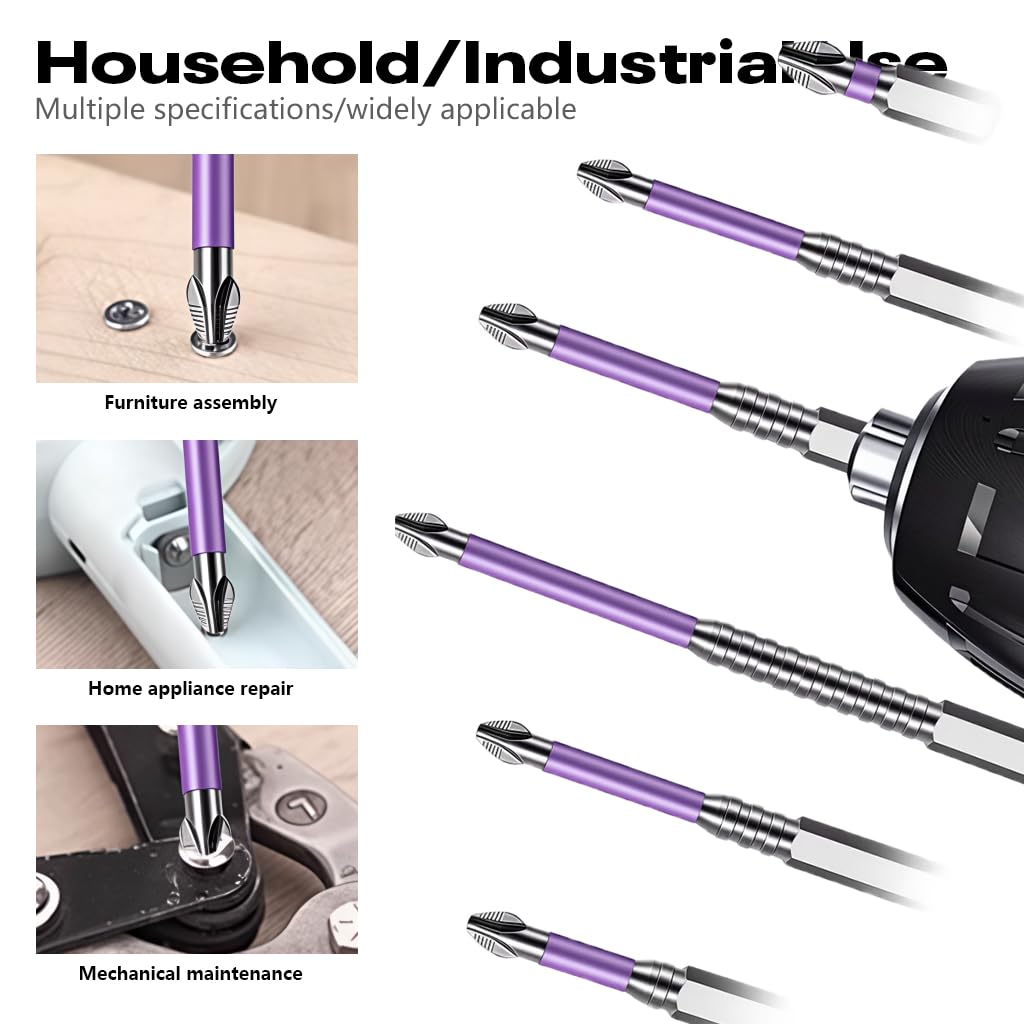 Serplex Screwdriver Bit Set for Electric Drills with 1/4 inch Hex Shank 6PCS | Alloy Steel