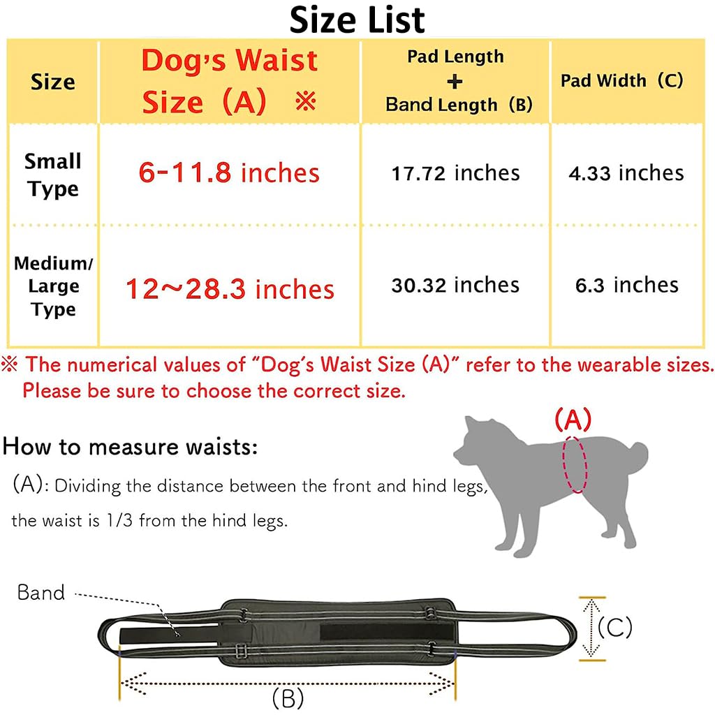 Qpets® Dog Lift Harness Rear Leg Use Lifting Harness for Dog Rear Legs Support Adjustable Length and Size Rear Legs Dog Wheelchair for Back Legs for Aging Dog, Disabled, Injured Dog(Size, L)