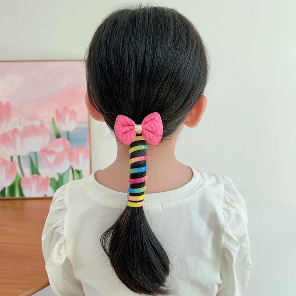 Venzina Hair Ties for Kids with 6.7cm Spiral Wire Design featuring 5 Cute Cartoon Bands | Gift Set