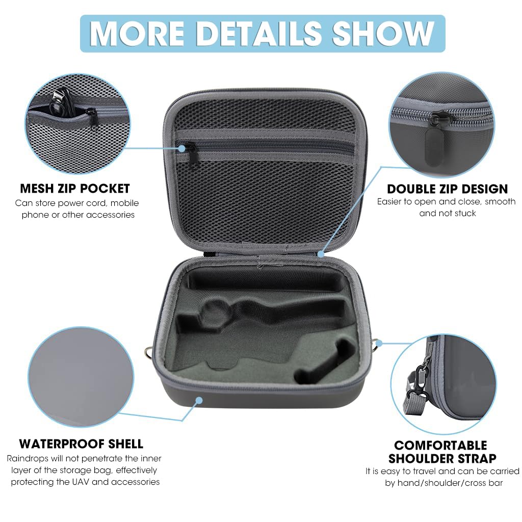 ZORBES Storage Nylon Bag for DJI Osmo Mobile 6 with Hard Shell and Shoulder Belt | Grey Travel Case