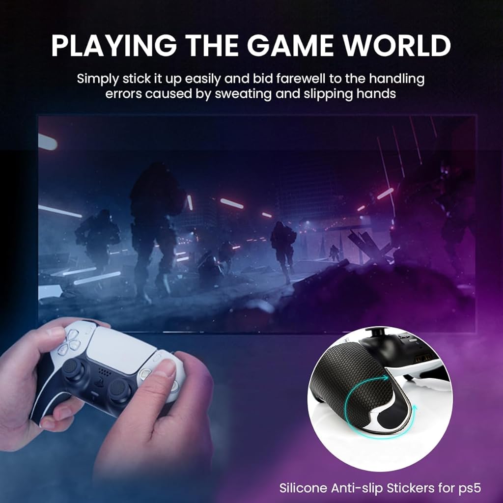ZORBES Game Controller Grip Covers for PS5 Game Controller Anti-Slip Textured Silicone Game Controller Overgrip Self Adhesive AME Controller Grips for PS5 Game Controller