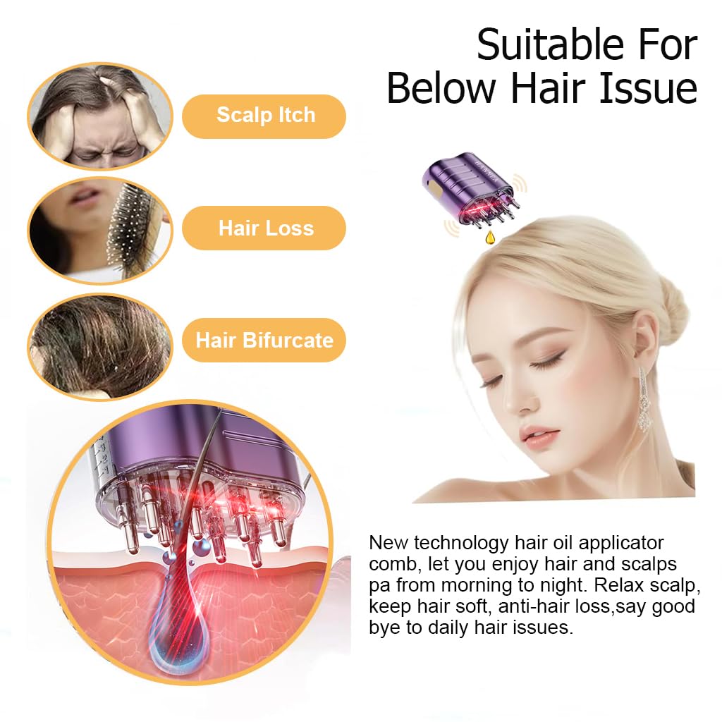 HANNEA Smart Electric Scalp Massager for Hair Growth with 10000 Vibration & 625nm Red Light Therapy | 10ml PCTG Tank and USB C Charging