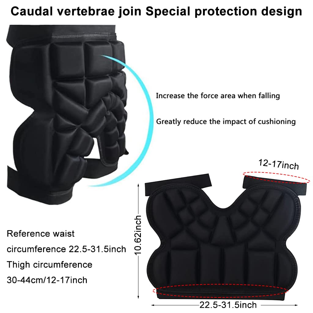 Optifit Children Sports Butt Pad for Ski and Skate Protection featuring Soft EVA Foam | 3PCS Black