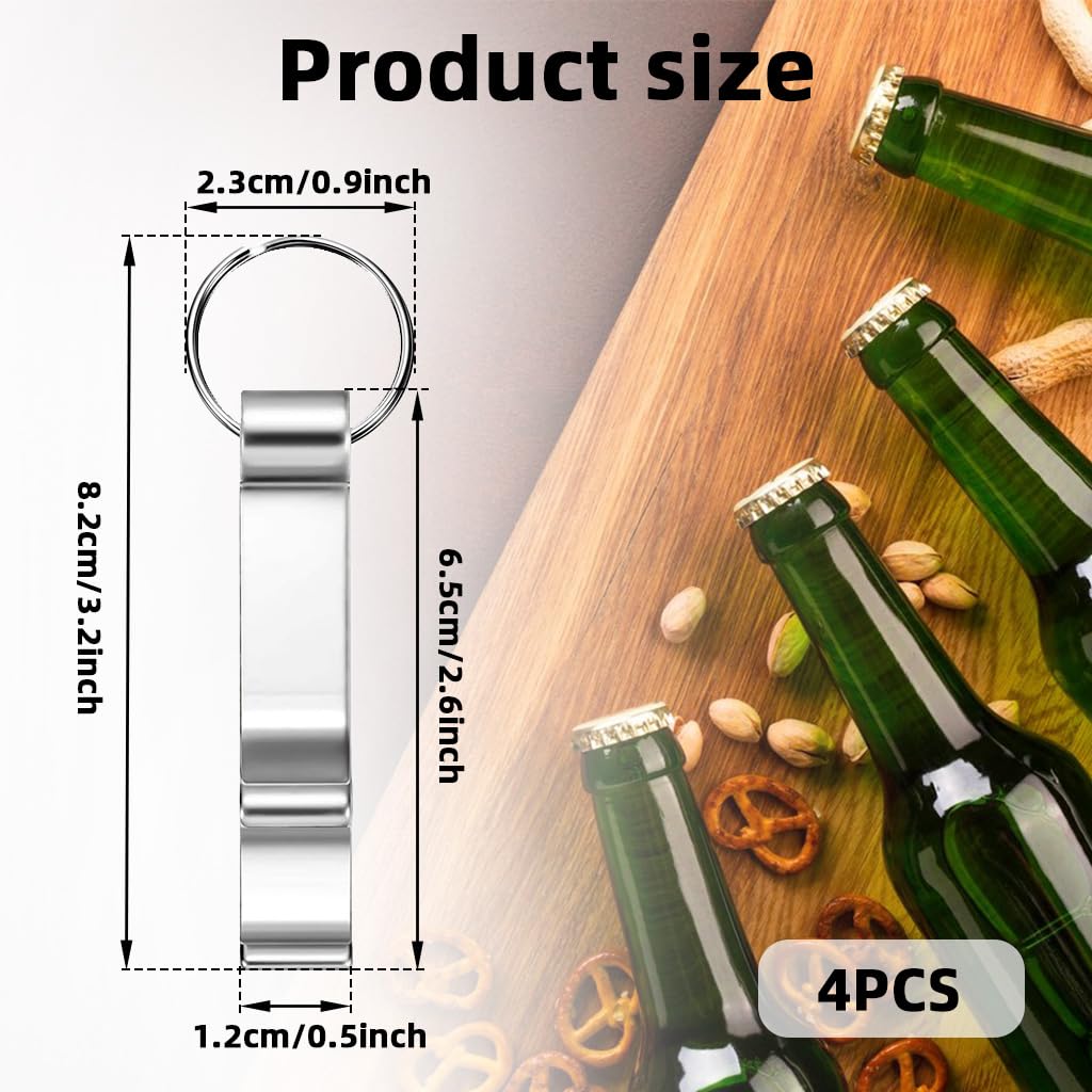 Supvox Bottle Openers for Parties and Camping with Keyring Portable Design | 5Pcs Sleek Silver Aluminum Alloy Set