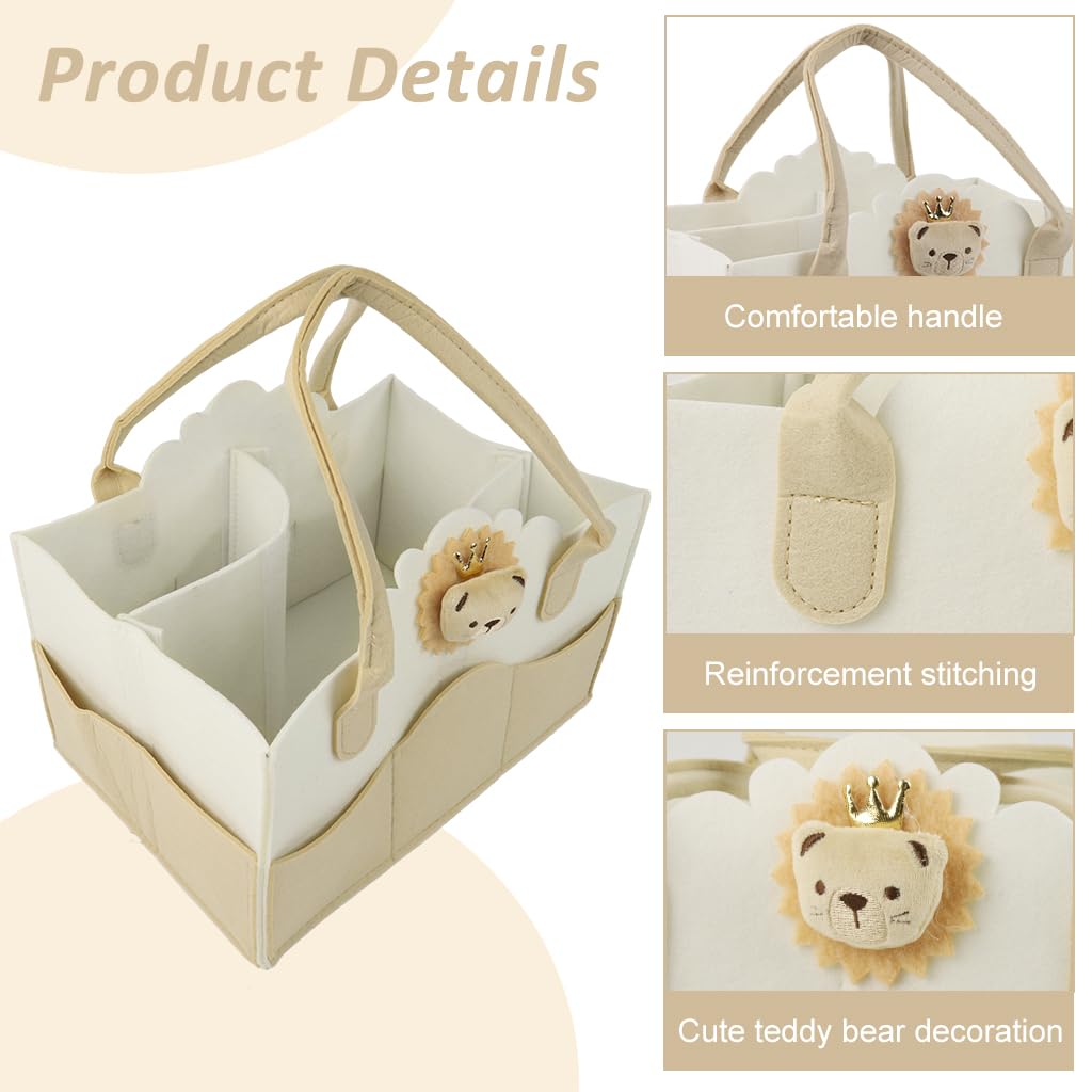 SNOWIE SOFT Baby Diaper Caddy Bag for Newborn Essentials with Removable Inserts | Soft Felt 33x23x18cm Organizer