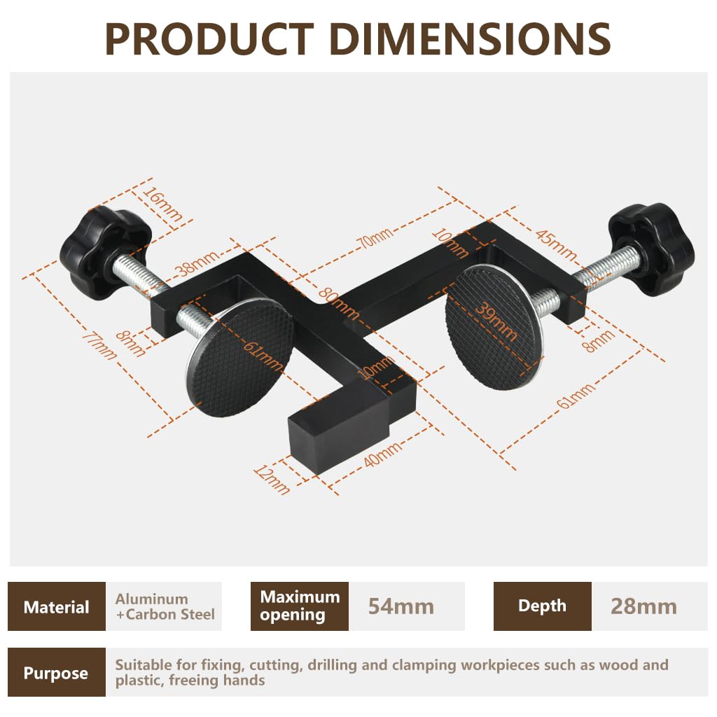 Serplex Woodwork Clamp for 10-57mm Range with Screw Mechanism in Carbon Steel | DIY and Metalworking
