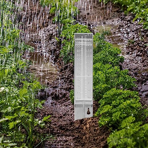 Optifit® Rain Gauge for Agricultural, 5 inch Plastic Rain Gauge with Stake Rain Gauge, Meteorologists & Hydrologists Measure Rain Gauge for Rain Fall Measure, Garden, Agricultural Activities