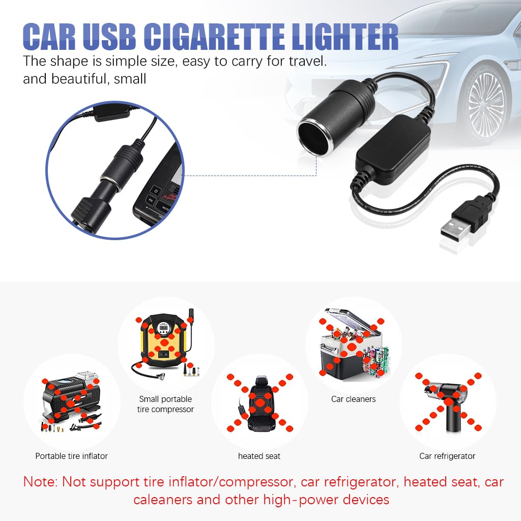STHIRA USB to 12V Car Cigarette Lighter Socket Adapter for Dash Cam and GPS featuring 8W Stable Power Conversion | Travel Essential for India