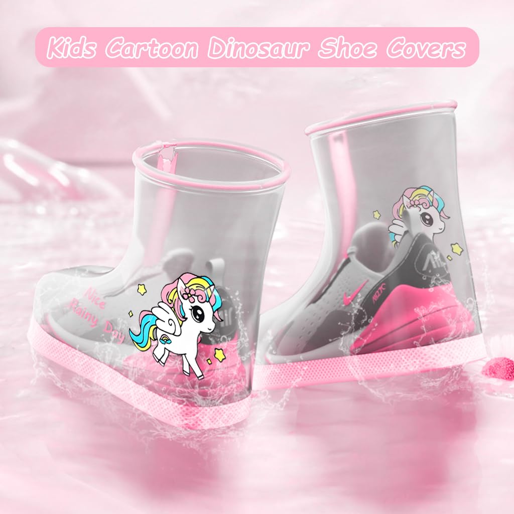 SNOWIE SOFT Children’s Waterproof PVC Shoe Covers for Rainy Days | Pink 3PCS Reusable Design