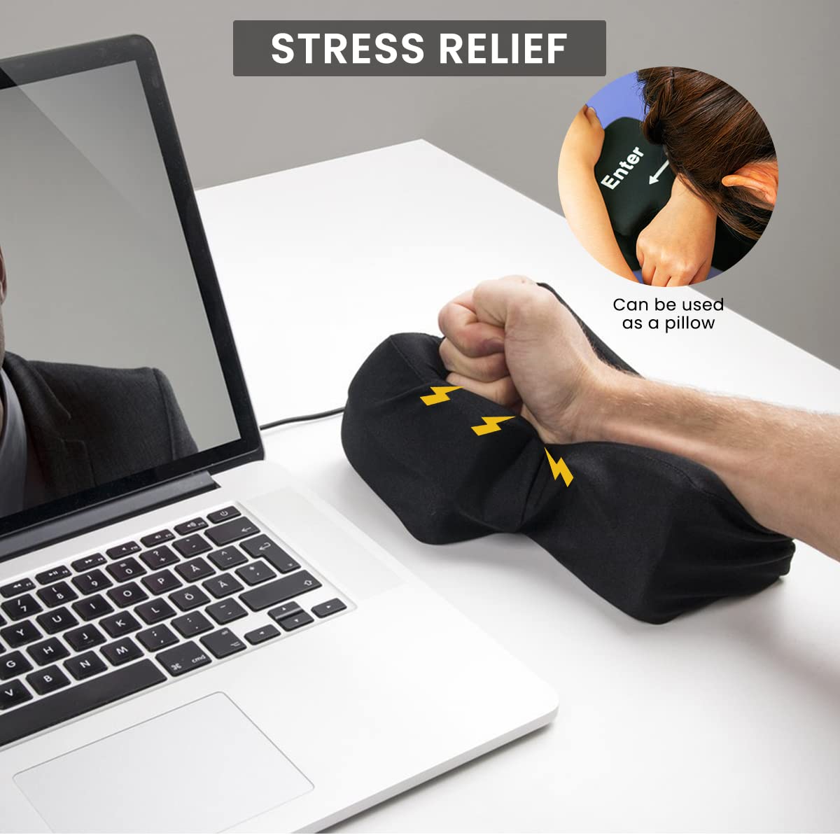 ZORBES Large USB Enter Key Fun Stress Relief Toy Cushion for Office Soft 'Enter' Key Plug and Play Practical Gift Stress Relief Toy