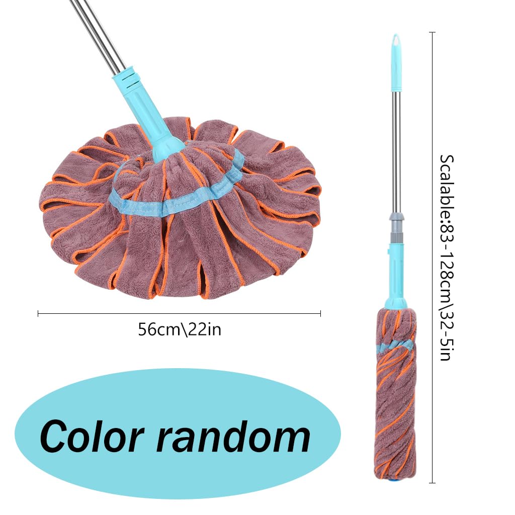 HASTHIP Cloth Floor Mop for Wet and Dry Cleaning with 32.6–50.3 in Retractable Handle | Adjustable Angle Coral Velvet Head