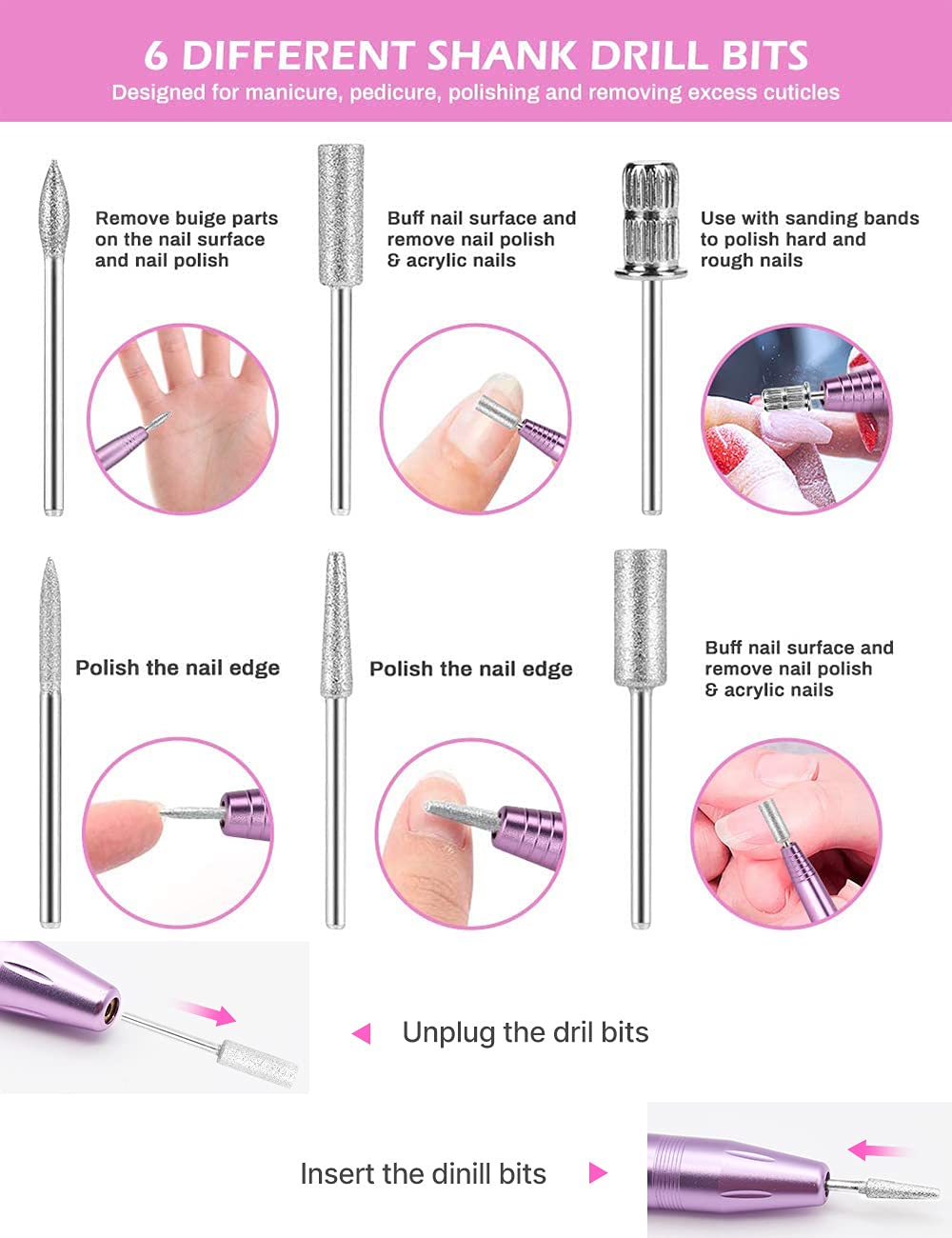 MAYCREATE Nail Drill Machine for Manicure and Pedicure with 20000rpm Speed Control | 44pcs Portable Electric Filer Kit