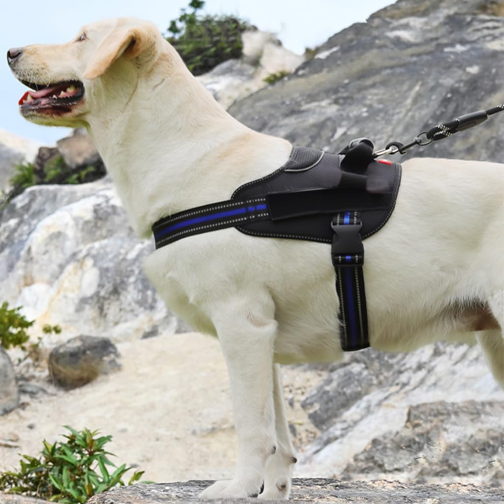 Qpets® Dog Vest Dog Harness for Large Dog with 1.5m Dog Leash Dog Harness with Pulls Handle for Guide Dog, Large Dog, Adjustable Dog Vest Harness with Quick Release Buckle (Suitable 18-33kg)