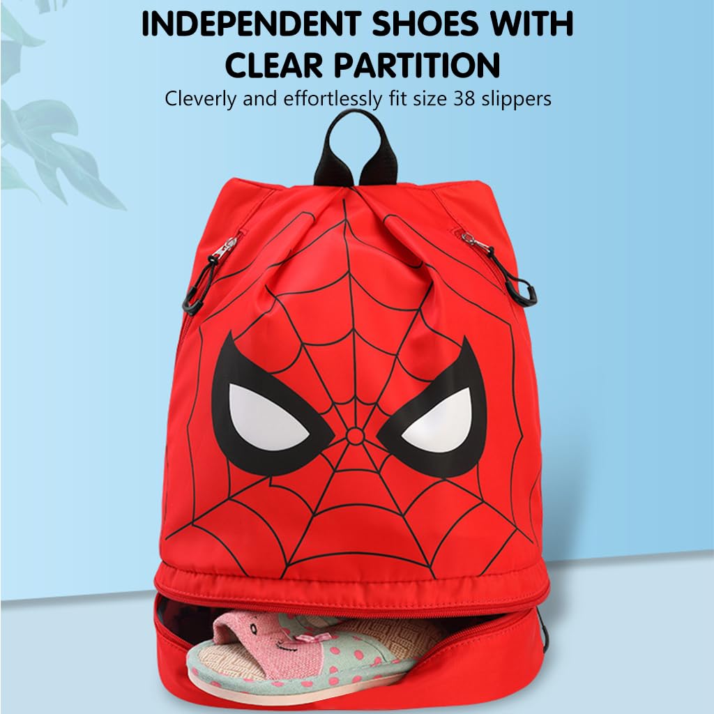Proberos Swimming Bag for Kids with Wet Dry Separation and 32x21x35 cm Capacity | Spider Man Print Backpack