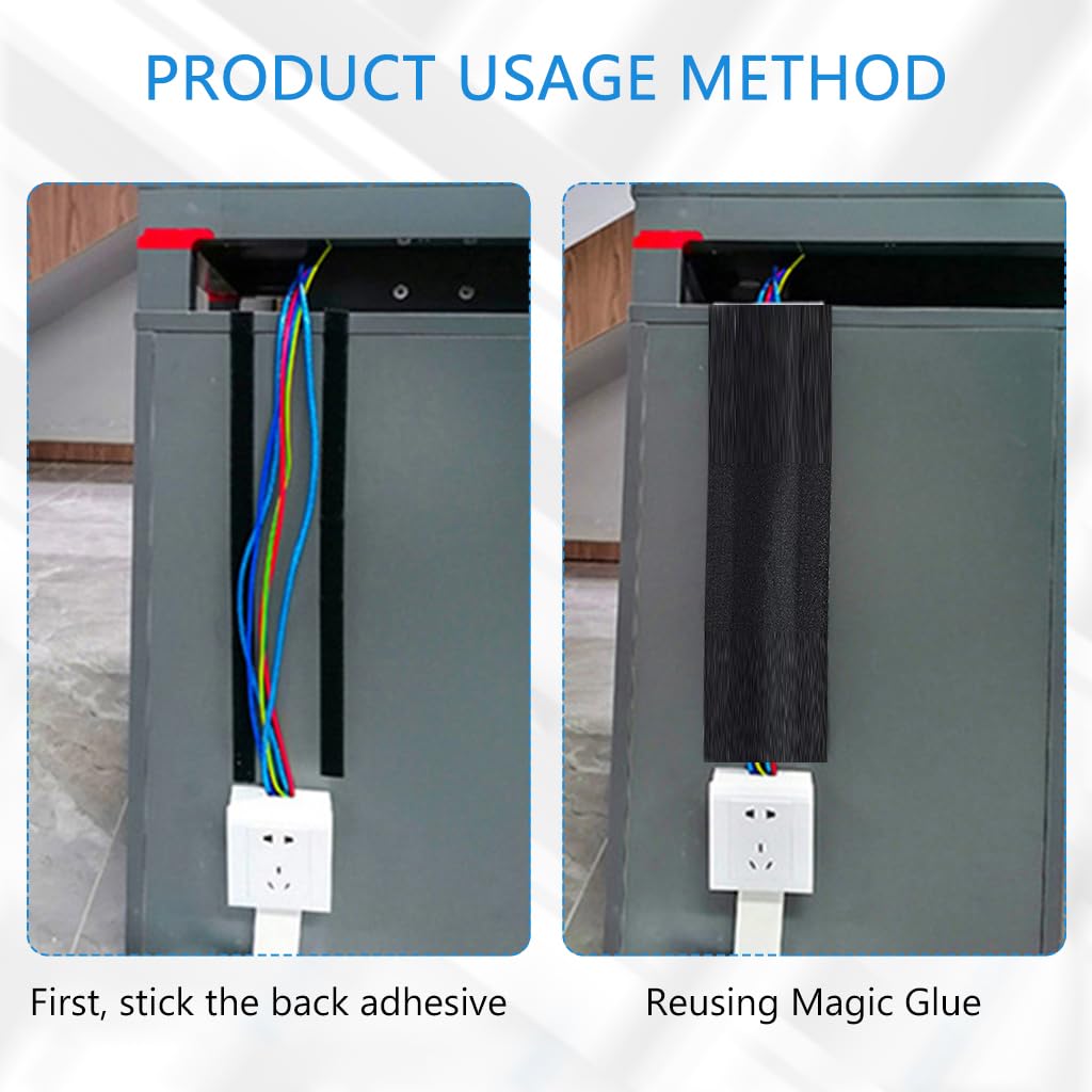 HASTHIP Floor Cable Cover for Office Carpet with Self-Adhesive Hook and Loop Fastening 3.3ft