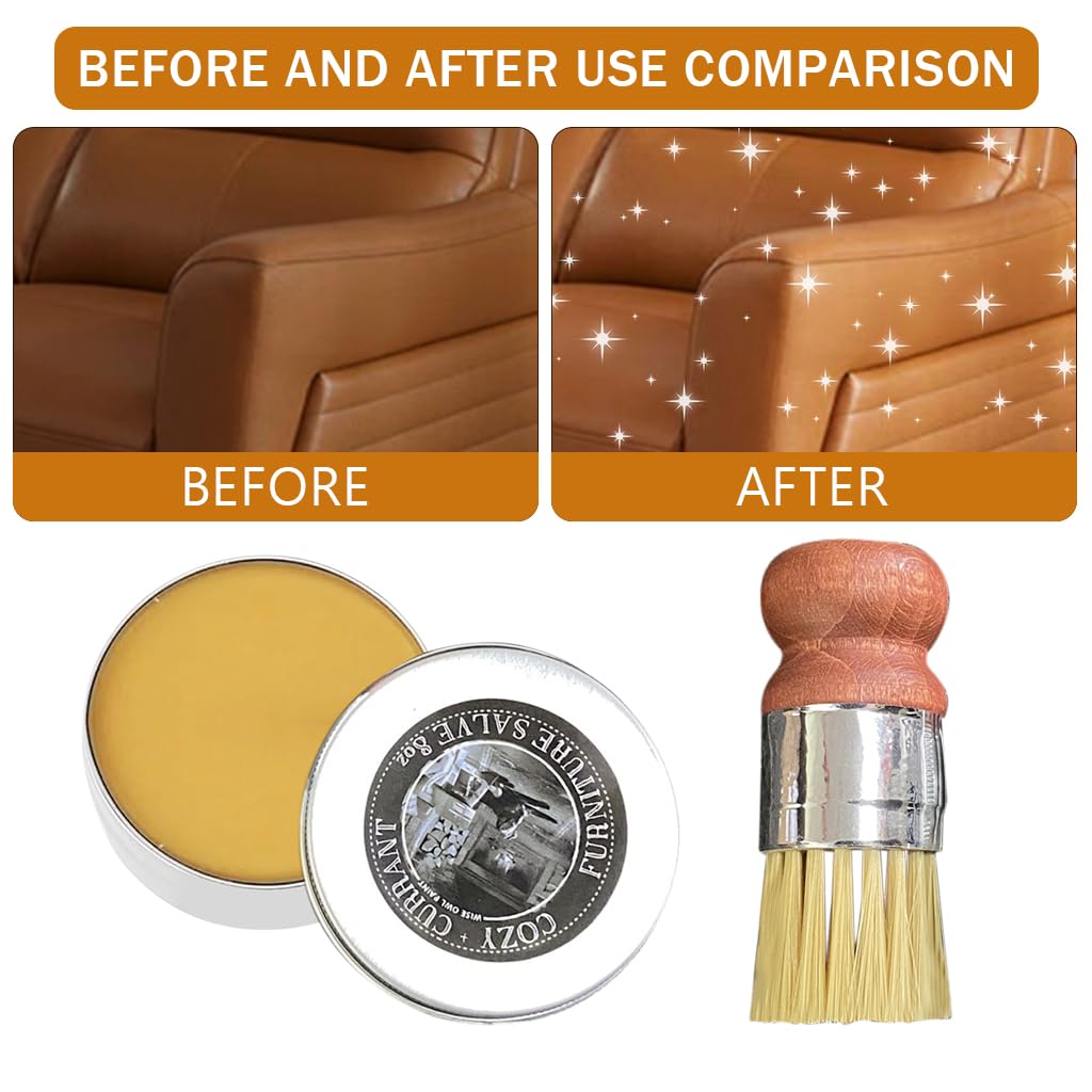 HASTHIP Leather Polish Paste 60g for Furniture and Car Interiors with Brush | Dual-Action Cleaning and Conditioning