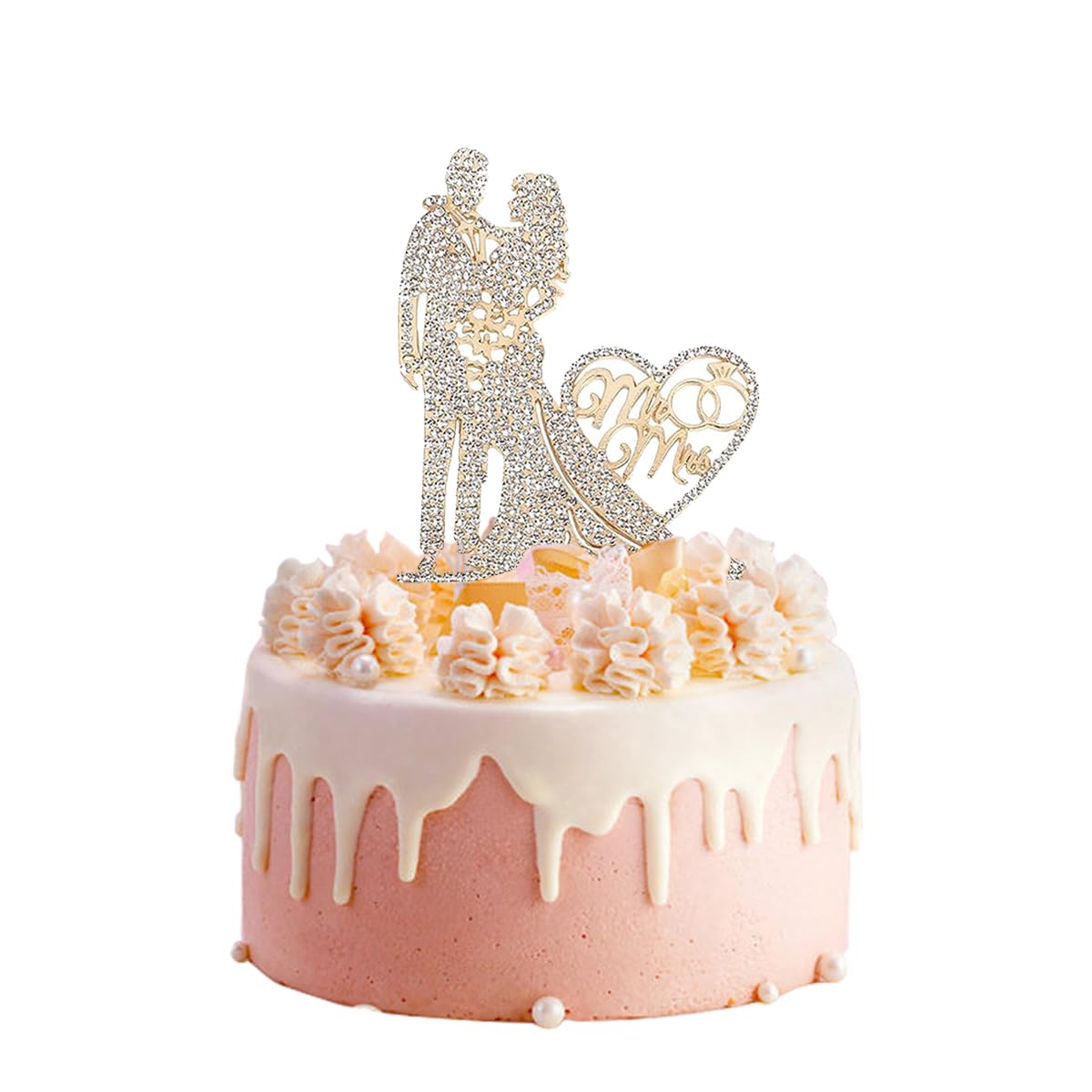 PALAY® Wedding Cake Topper Decorative Mr and Mrs Cake Topper for Wedding Cake Shining Rhinestone Embellishment Couple Cake Topper For Wedding, Engagement, Bridal Shower, Anniversary