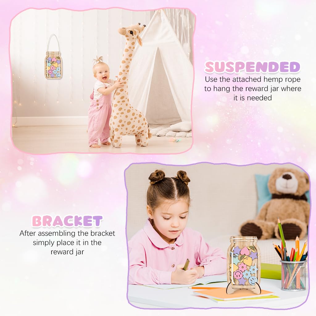 PATPAT Reward Jar for Kids featuring Magnetic Attachment and 30 Reward Cards | Wooden Design