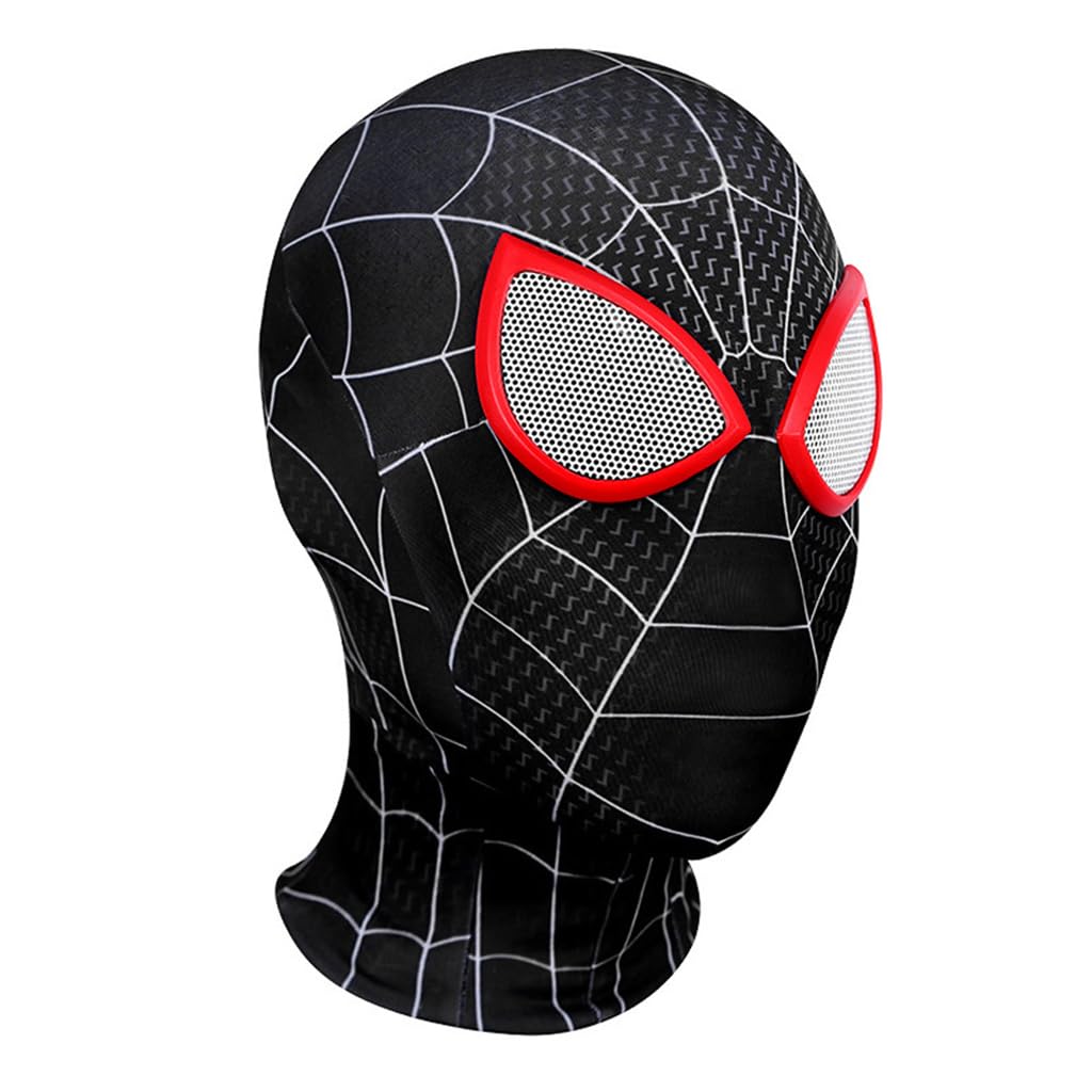 FANCYKU® 3D Spider-Man Mask, Spiderman Masks Spider Man Cosplay Costumes Superhero Lenses, Superhero Costume Mask for Adult Kids, Role Play Superhero Masks for Halloween Masquerade Cosplay (Black)