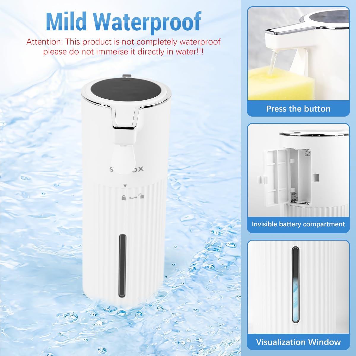 Supvox Hand Soap Dispenser 400ml for Kitchen and Bathroom featuring Push Lever and Dual Mounting | Battery Operated