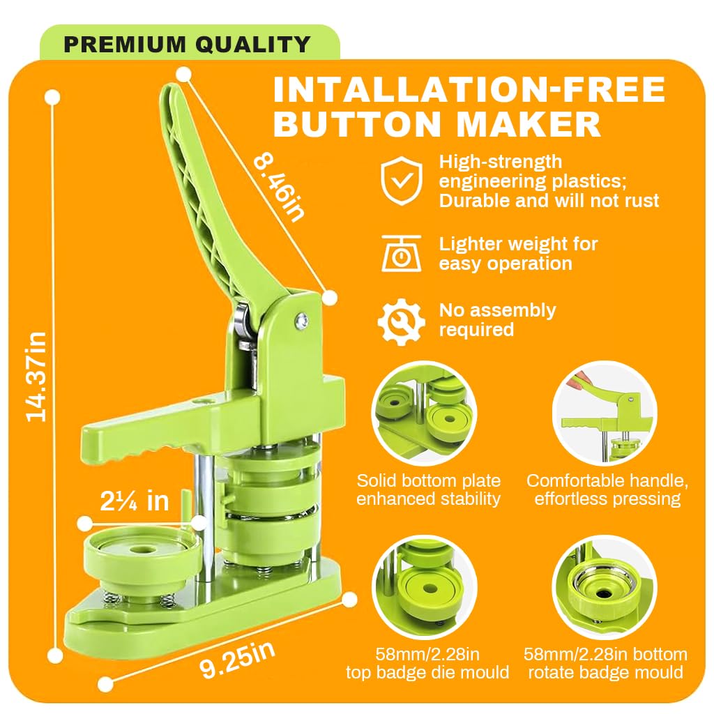 HASTHIP Badge Making Machine 58mm for DIY Crafts with Circle Cutter & 100Pcs Kit | Ideal for Beginners