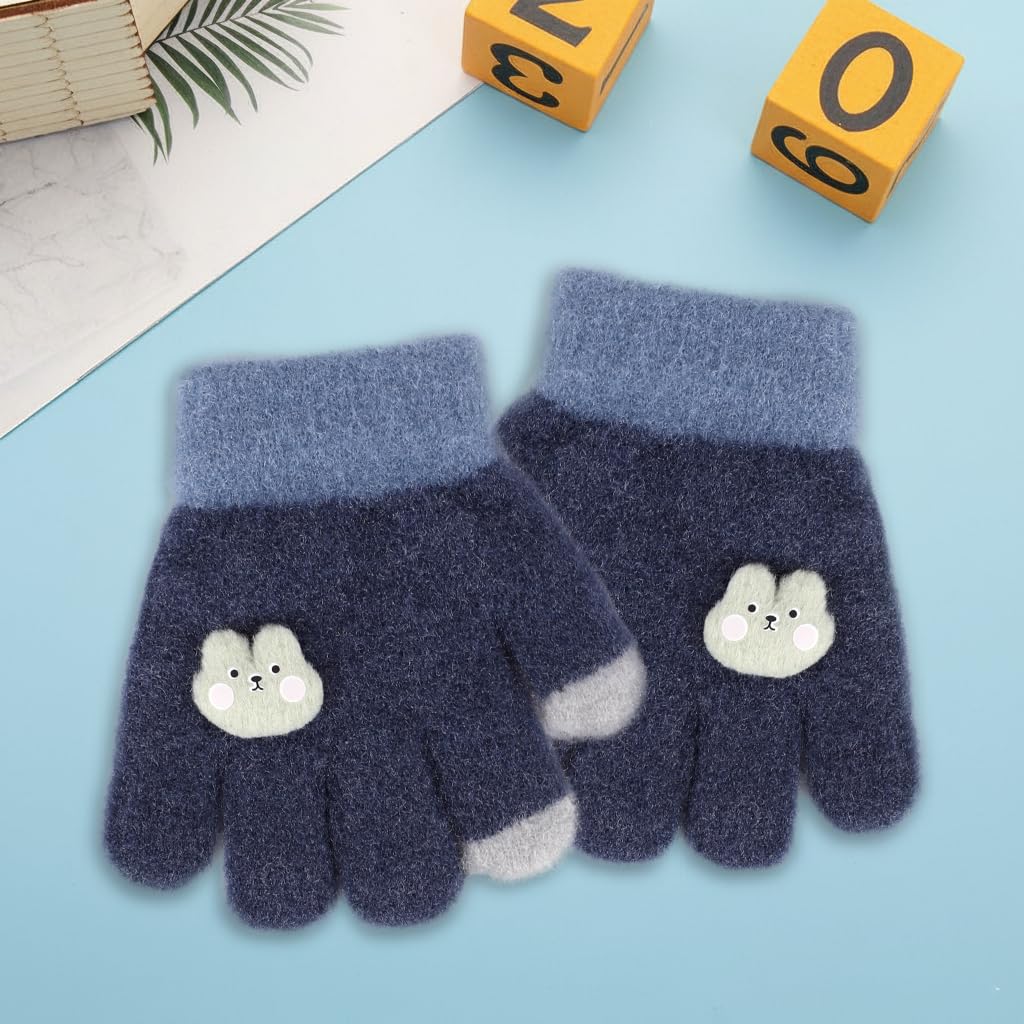 Zibuyu Winter Knitted Mittens for Baby 0–3 Years with Elastic Wrist | Soft Blue Gloves