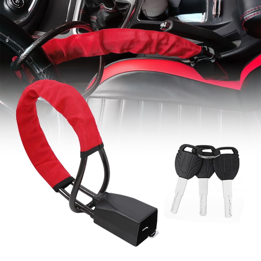 STHIRA Car Steering Wheel Lock for SUV and Truck with Alloy Lock Core and 3 Keys | Steel Chain Anti Theft