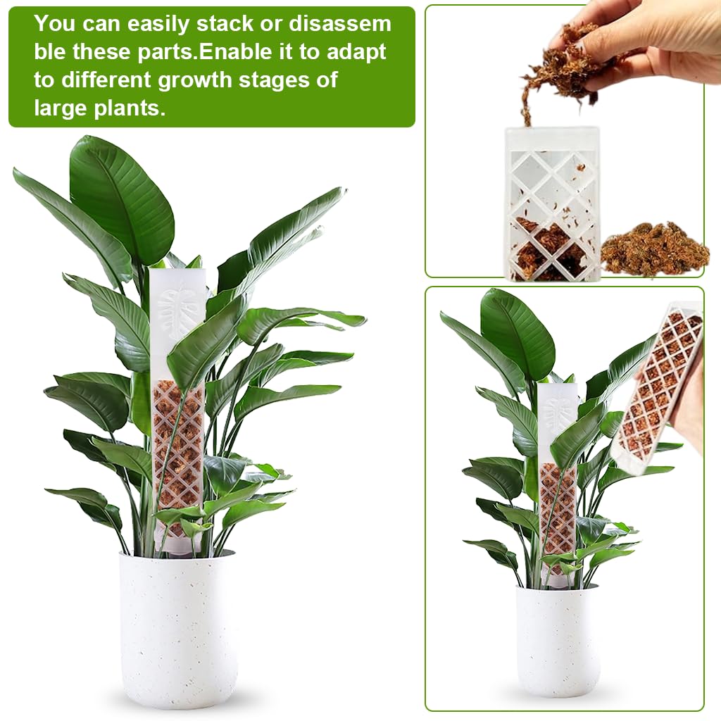HASTHIP Self Watering Moss Pole Kit for Monstera and Pothos featuring 47.5 cm Stackable Design | Includes Adjustable Drip Irrigator