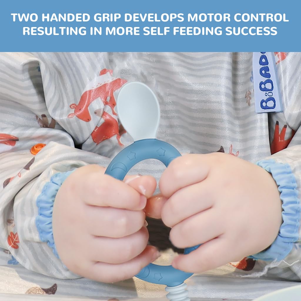 SNOWIE SOFT Baby Spoon for 6 Month+ with Dual Spoon Teether and Loop Grip | BPA Free Silicone