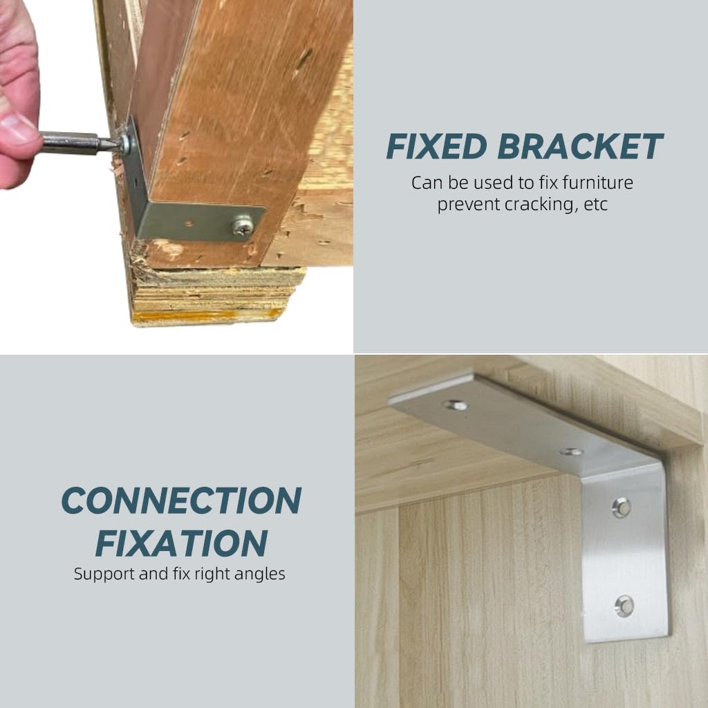 Serplex Metal Shelf Brackets for Wall and Wardrobe Shelves with 5 Screw Holes | 24Pcs Galvanized Steel 4cm Right Angle Supports