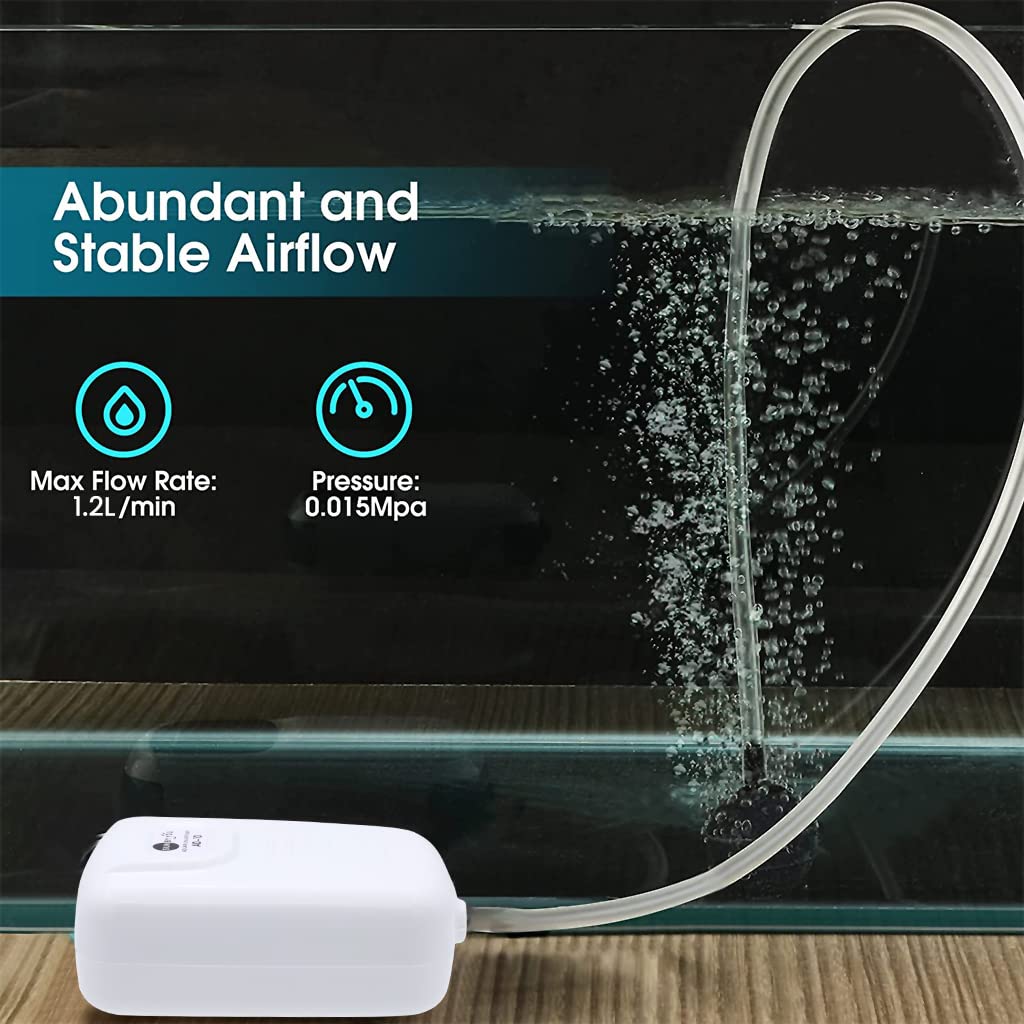 HASTHIP Fish Tank Air Pump for Small Aquarium featuring Silent Design and 1.2L/min Flow | USB Powered Oxygen Aerator
