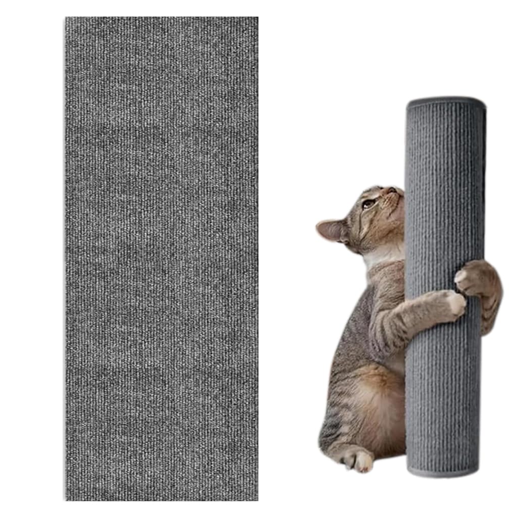 Qpets® Cat Scratcher Mat, Cuttable Self Adhesive Cat Scratcher Mat Furniture Protector Mat Wear-resistant Polyester Plush Cat Scratcher Mat for Floor, Wall, Couch - 11.8x39 inches