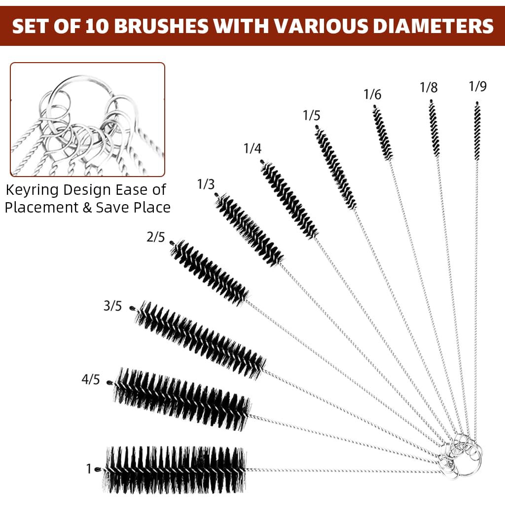 Supvox Coffee Maker Cleaning Brush Set for Coffee Machines with Dual End Brush & Wooden Handle | 13 Pcs Multi Sized Straw and Gap Brushes