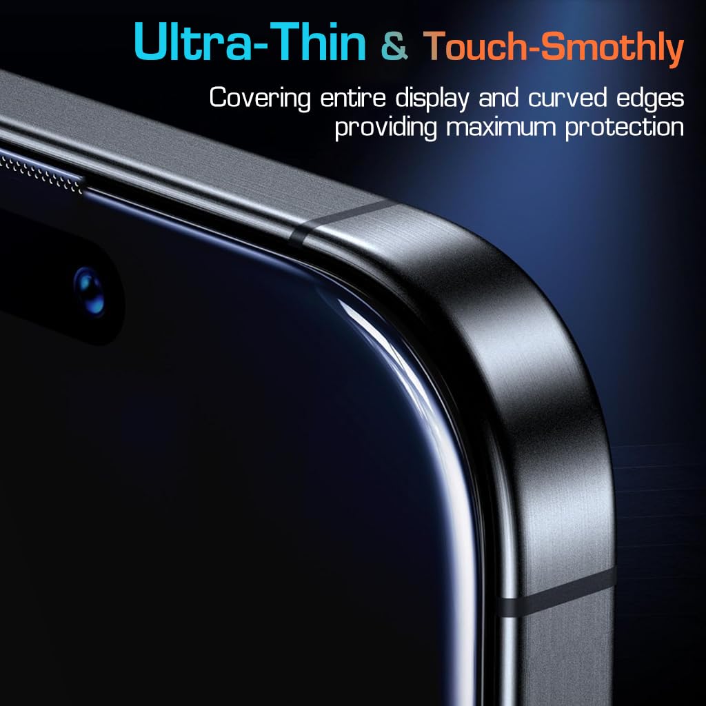 ZORBES 2pcs HD Screen Protector for i Phone 16 Pro Max 6.9'' HD Tempered Glass Screen Protector with Installation Assistant Anti-glare Screen Protector for i Phone 16 Pro Max