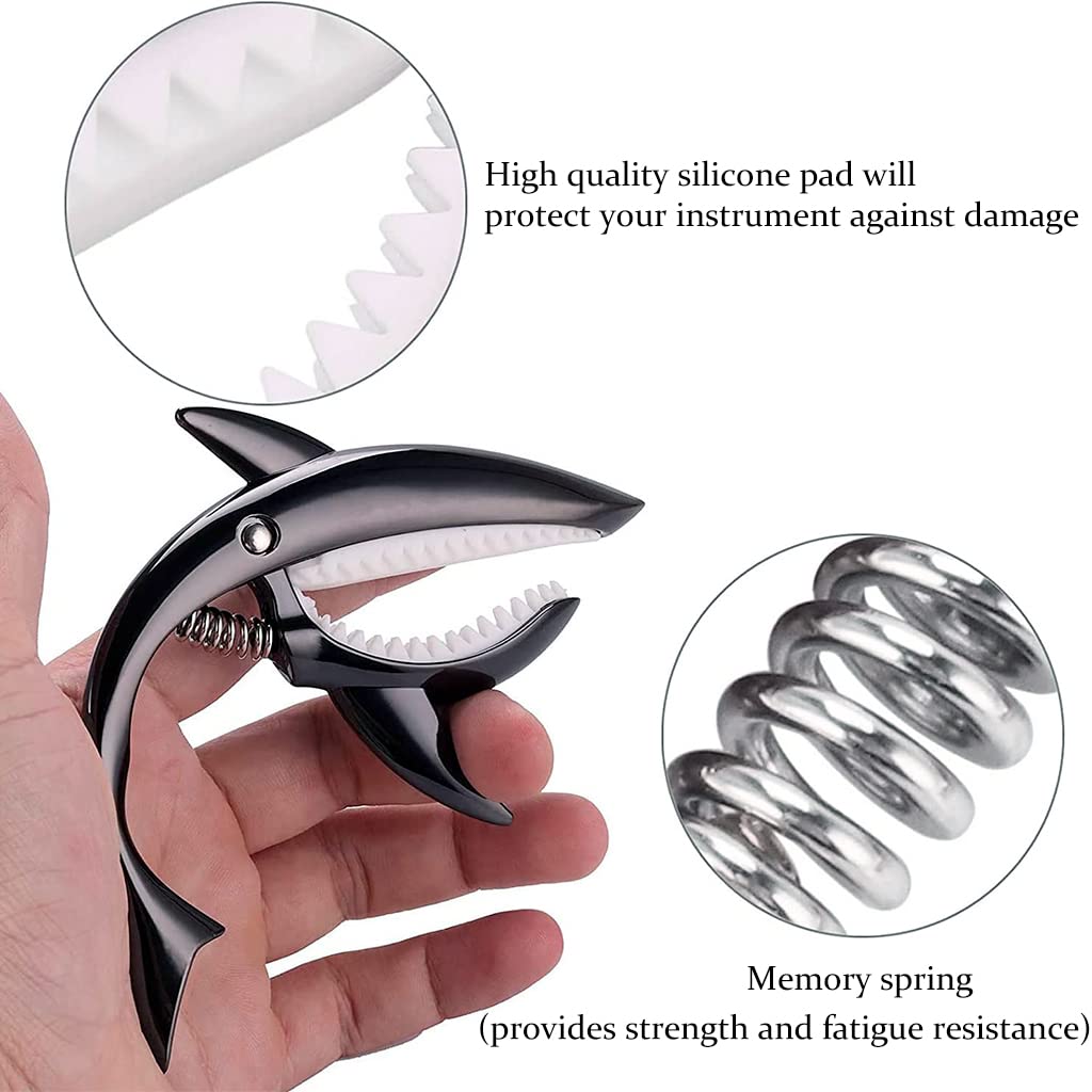 ZORBES Guitar Capo for Acoustic and Electric Guitars with Ergonomic Spring Handle | Zinc Alloy Shark Design