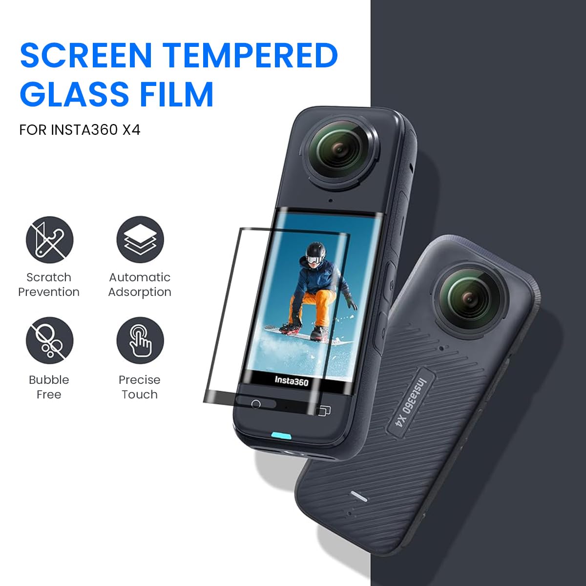 ZORBES Screen Protector for Insta 360 X4 with 9H Tempered Glass and Anti Scratch Silicone Cover