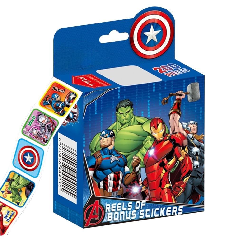 HASTHIP Cartoon Car Stickers Roll for Gift Packing and DIY Crafts, 2 Rolls 1000pcs | Self Adhesive Round Labels for Kids and Party Favors