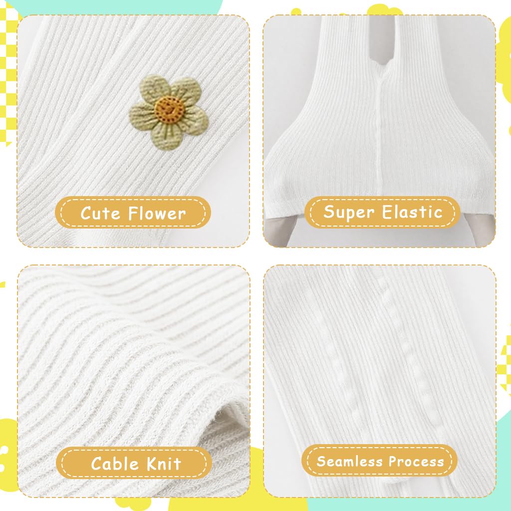 Zibuyu Toddler Girls Cable Knit Leggings for Fall and Winter with Bowknot & Flower Accents