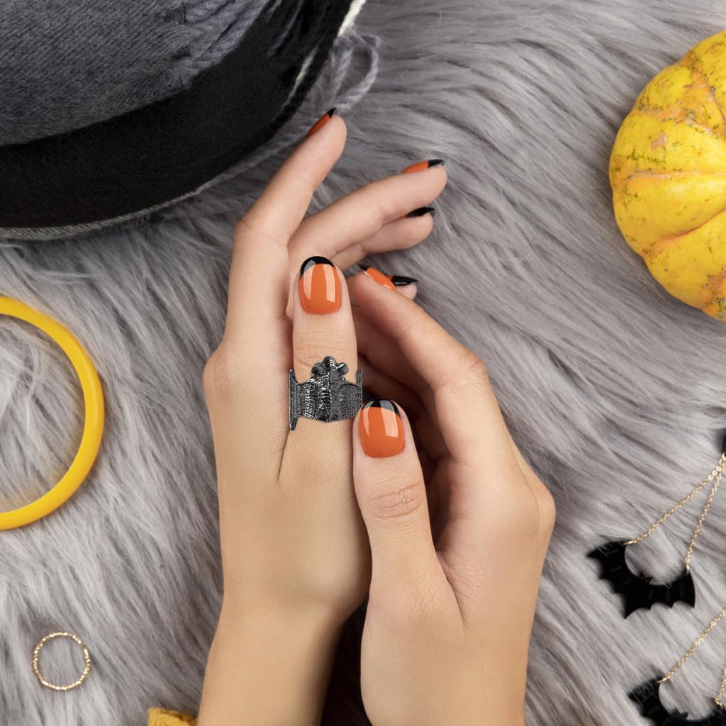 Zibuyu Vintage Gothic Bat Ring for Everyday Wear and Special Occasions | Black Jewelry for Women and Men