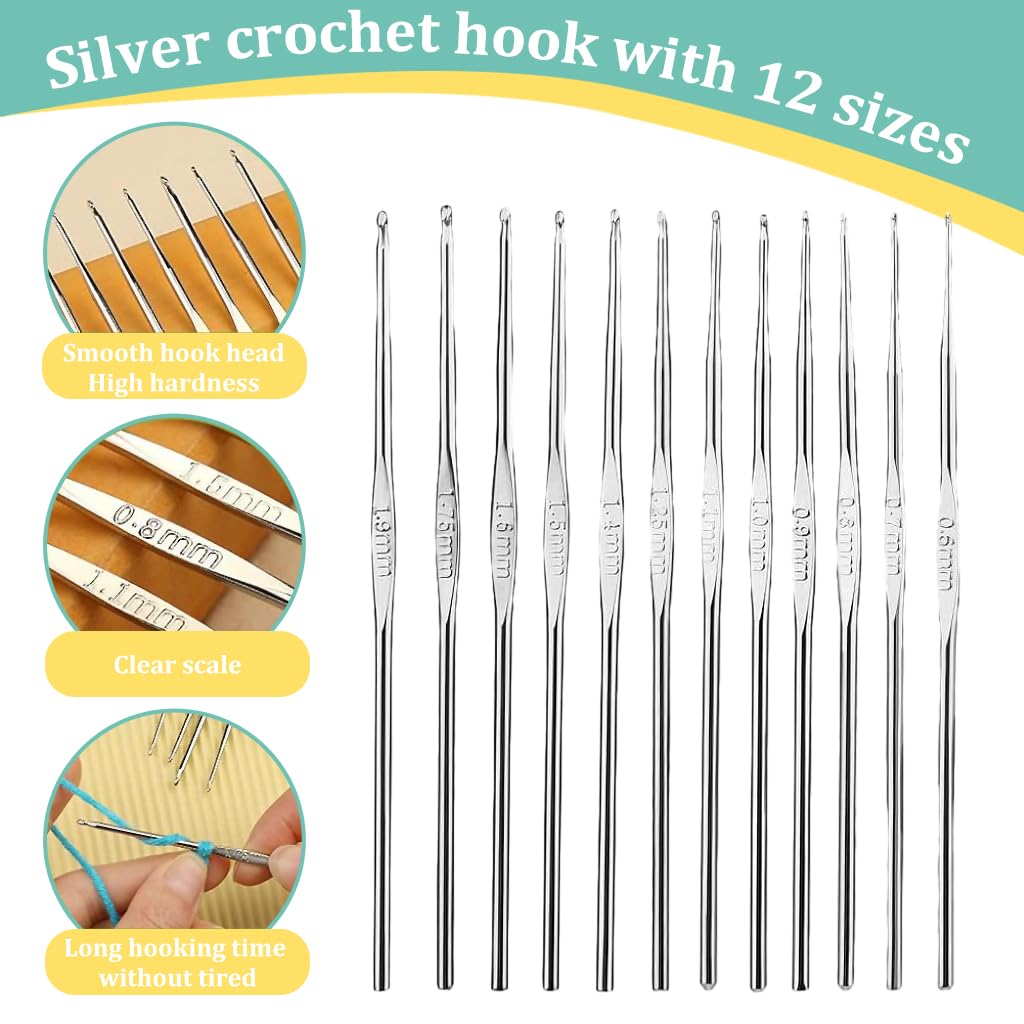 HASTHIP® 54PCS Crochet Needles Set, Ergonomic Crochet Hooks Kit with Storage Case, Crochet Hooks Needles Set Stitch Marker DIY Craft Hand Knitting Craft Art Tools for Beginners