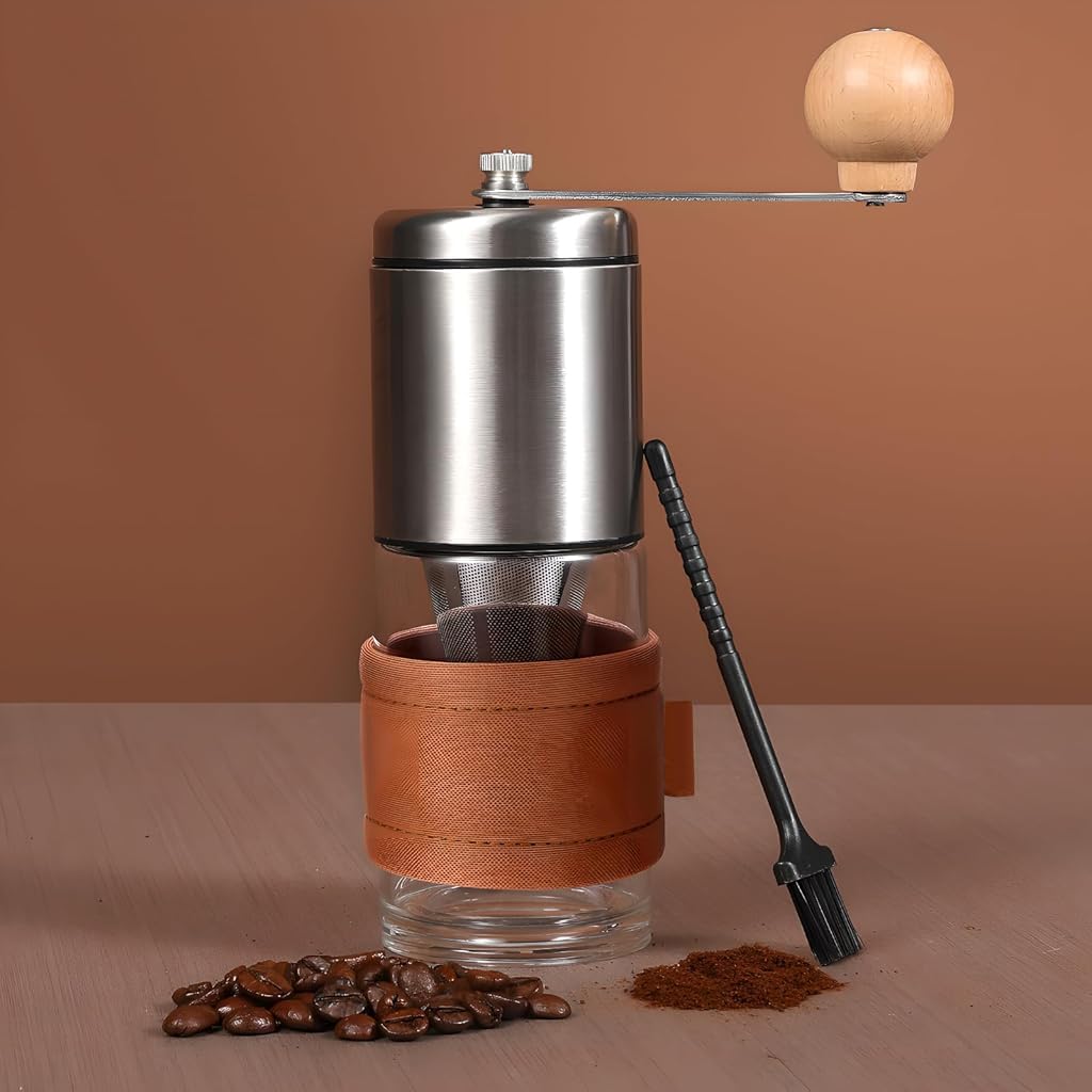 Supvox Manual Coffee Grinder with Smooth Hand Crank and Adjustable Settings | 15g Stainless Steel Portable Mill