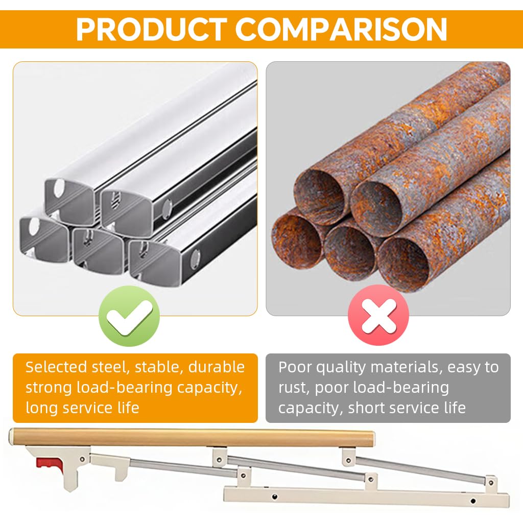 HASTHIP Folding Bedside Handrail for Safe Bed Access featuring Foldable Design & 68x40cm Stainless Steel Support | Ideal for Elderly and Patient Use