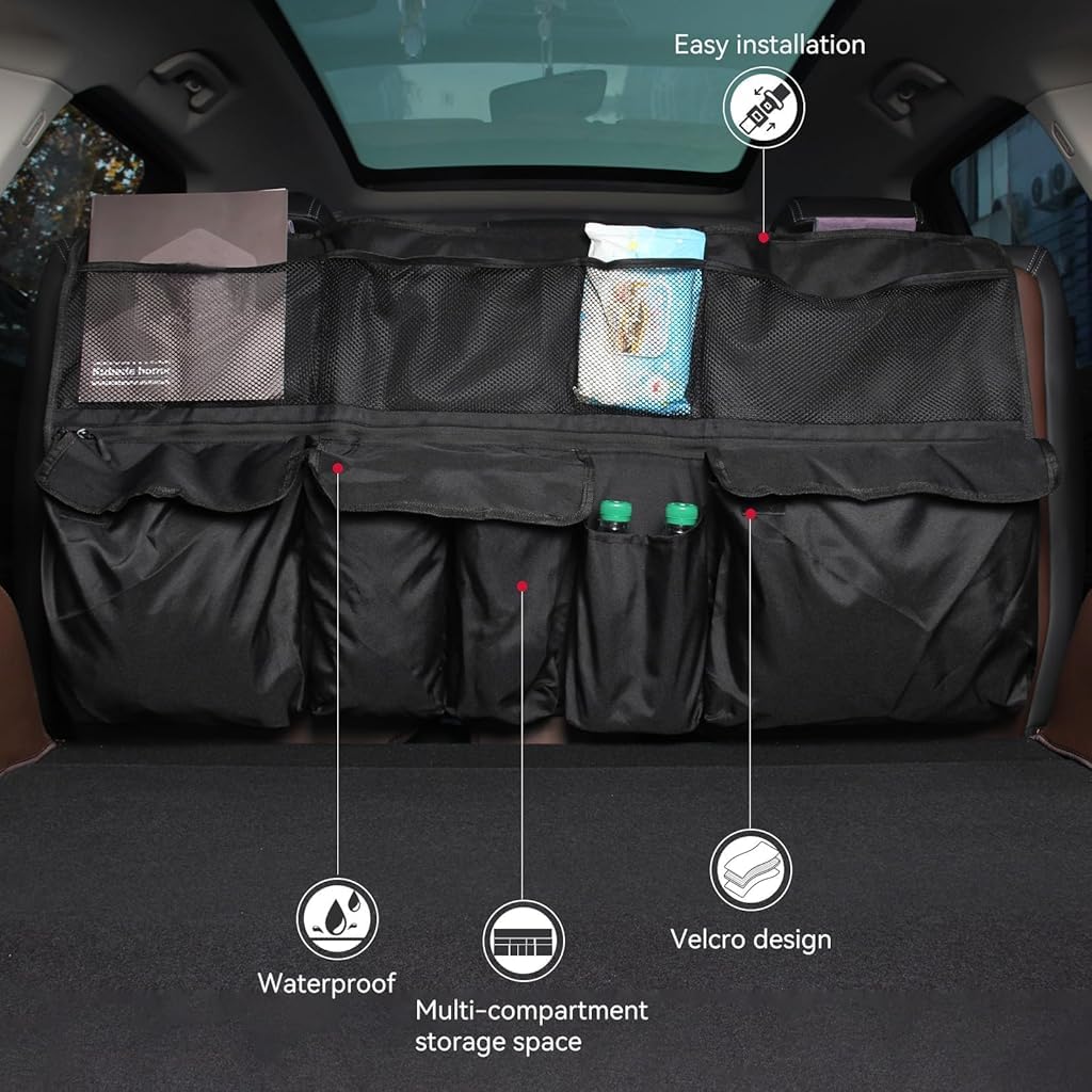 STHIRA Car Back Seat Organizer for SUV and Truck with Mesh Pockets and Adjustable Straps 105x51cm
