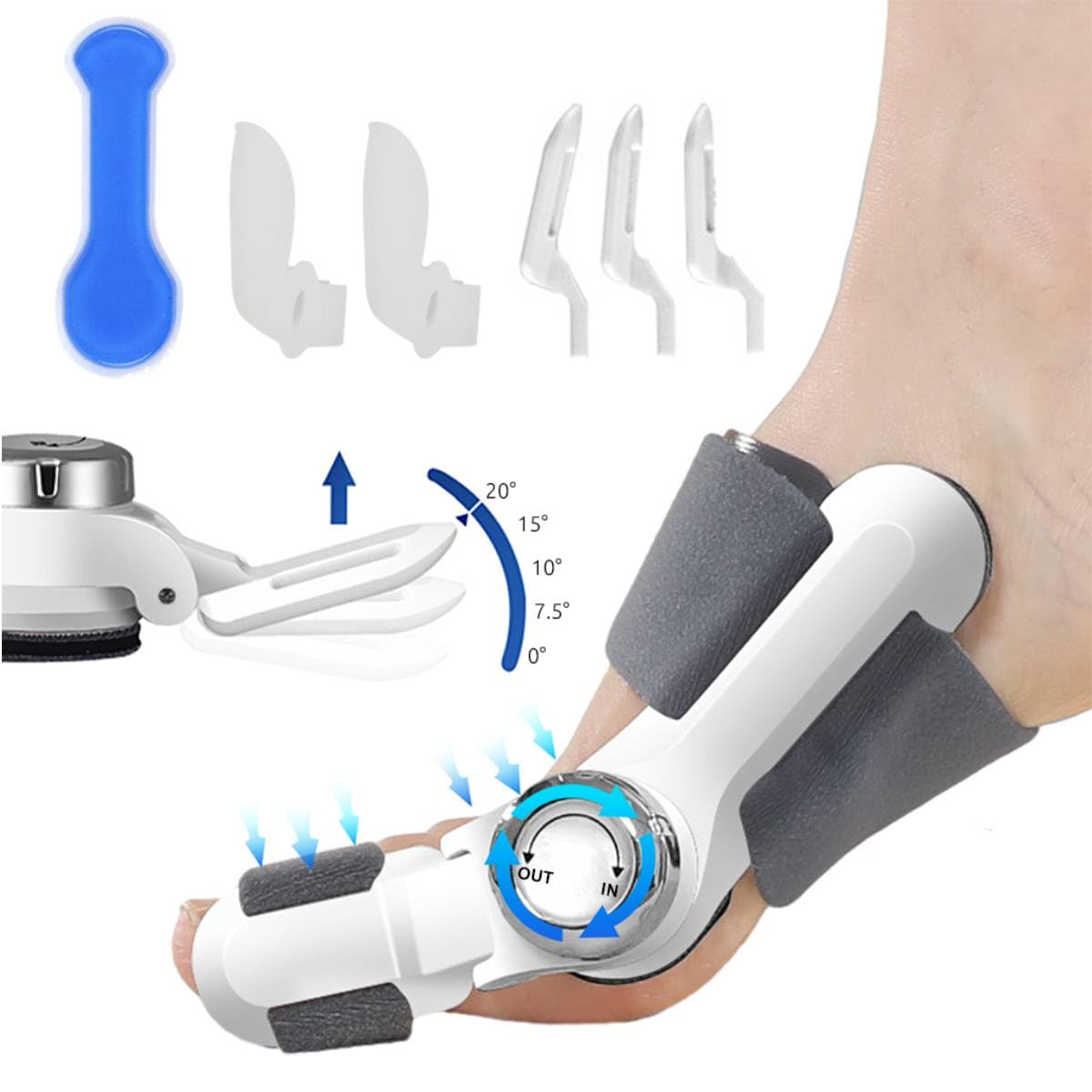 HANNEA Bunion Corrector for Pain Relief with 6 Adjustable Tension and Knob Alignment | Toe Splint for Women and Men