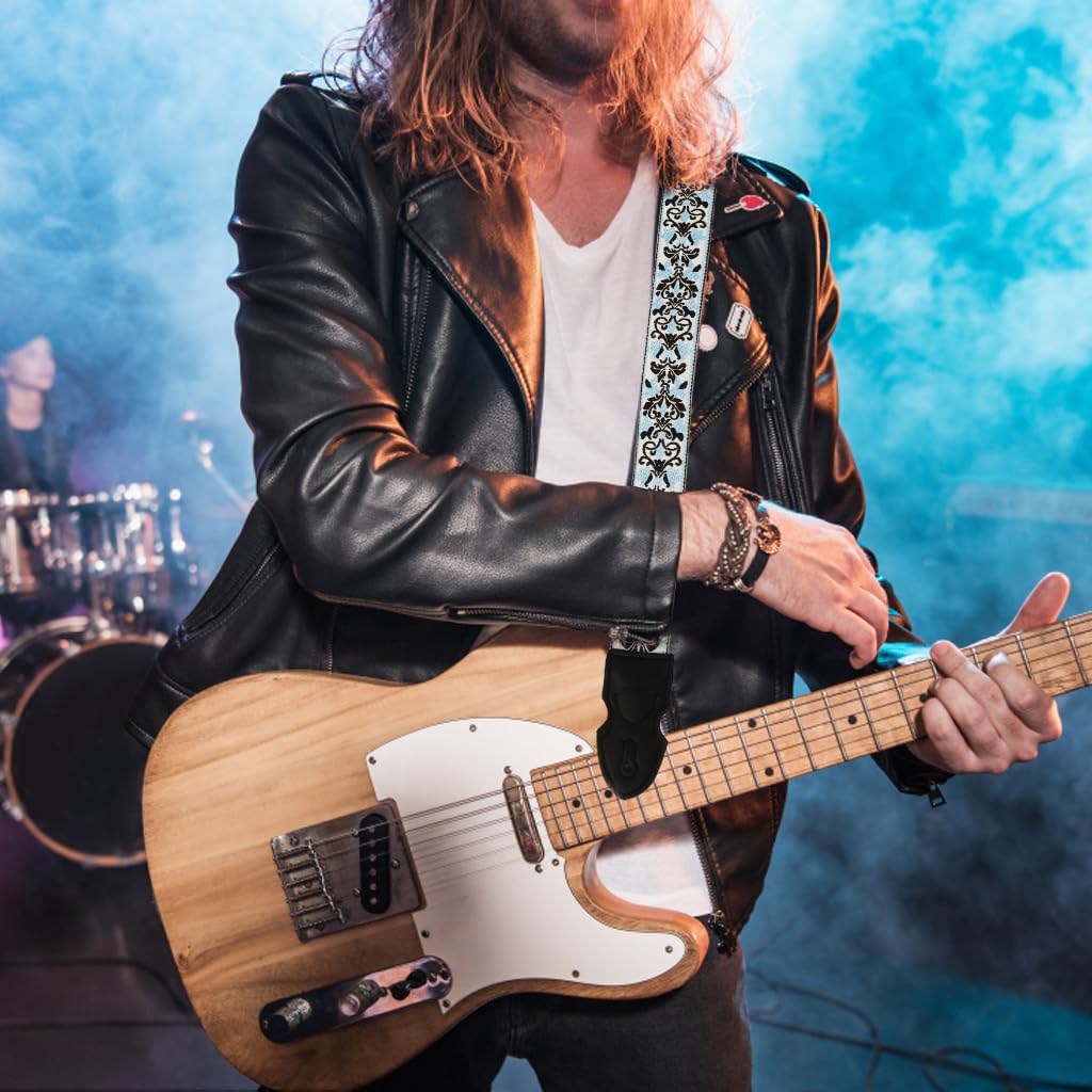 HASTHIP Guitar Shoulder Strap for Acoustic Electric and Bass Guitars featuring Pick Holder Slot and Adjustable 85–140cm Wide Nylon Design