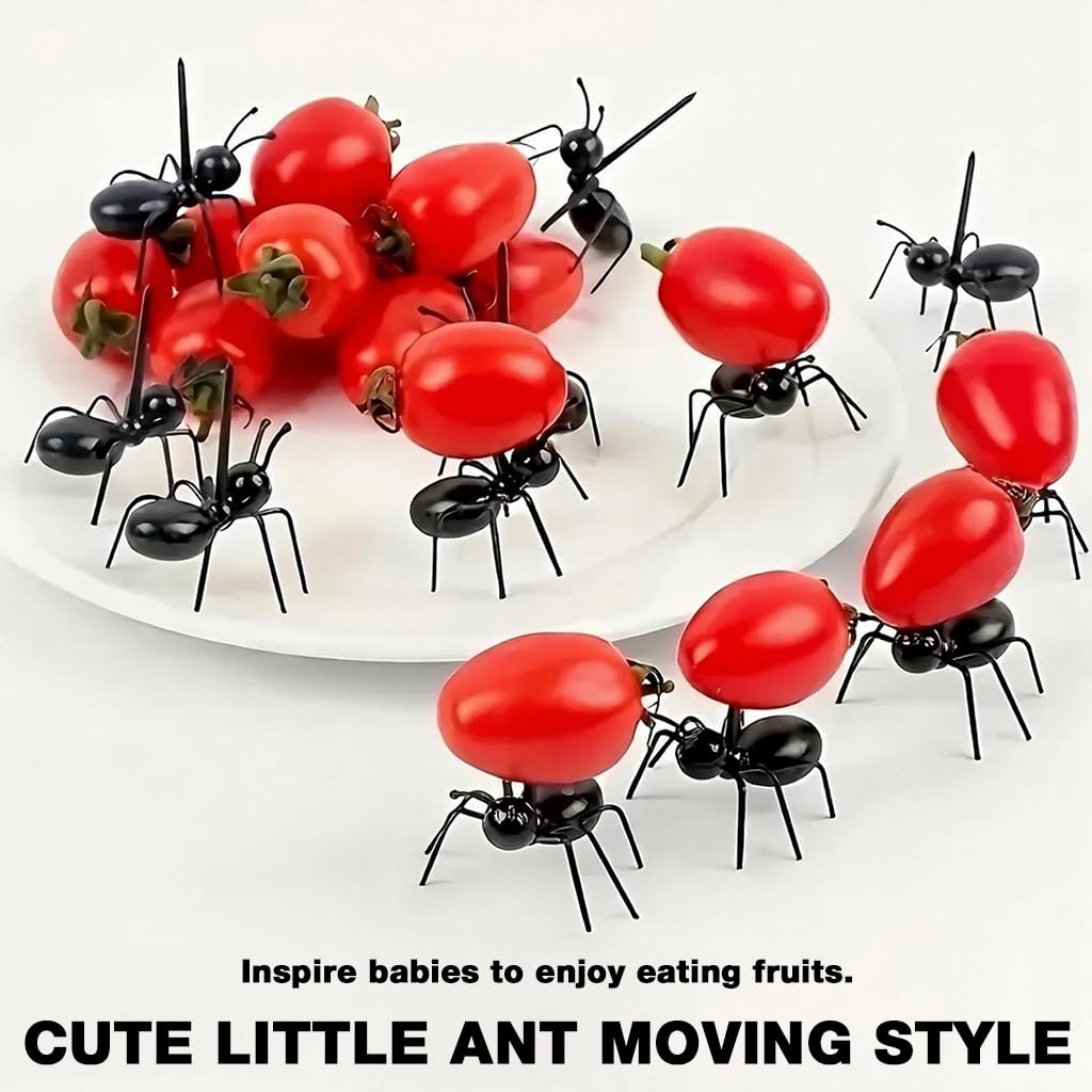 Supvox Fruit Forks for Snacks and Desserts featuring 24pcs Ant Shaped Reusable Picks | Fun Party Tableware