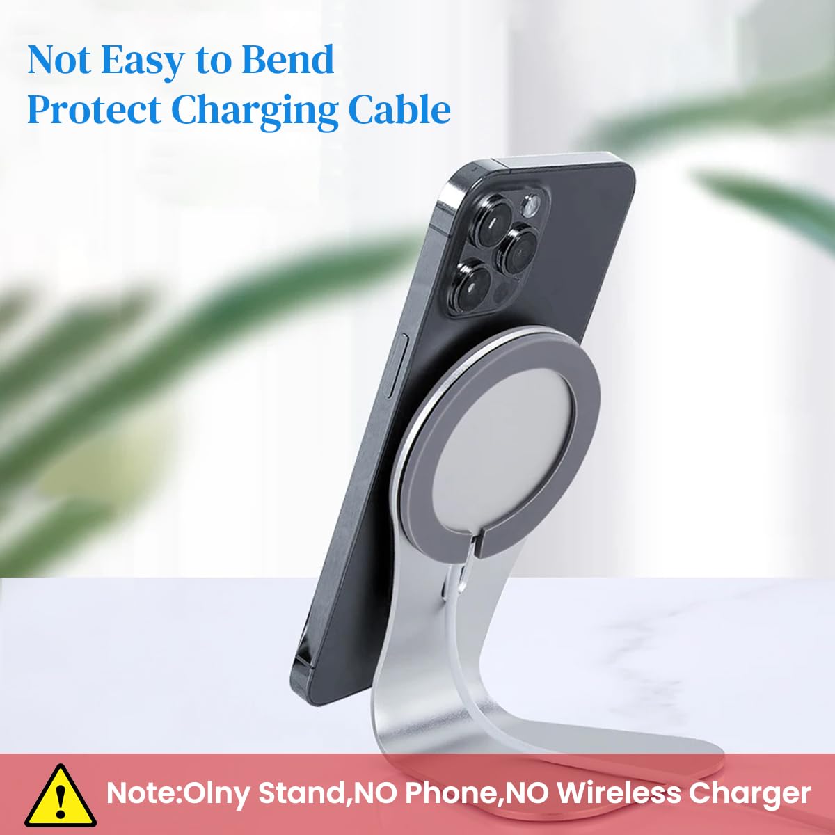 ZORBES Desk Phone Stand Magnetic Phone Holder Alloy Magnetic Ring Phone Holder Compatible with MagSafe Anti-slip Base Design Multi Purpose Strong Magnet Phone Holder for Home Office
