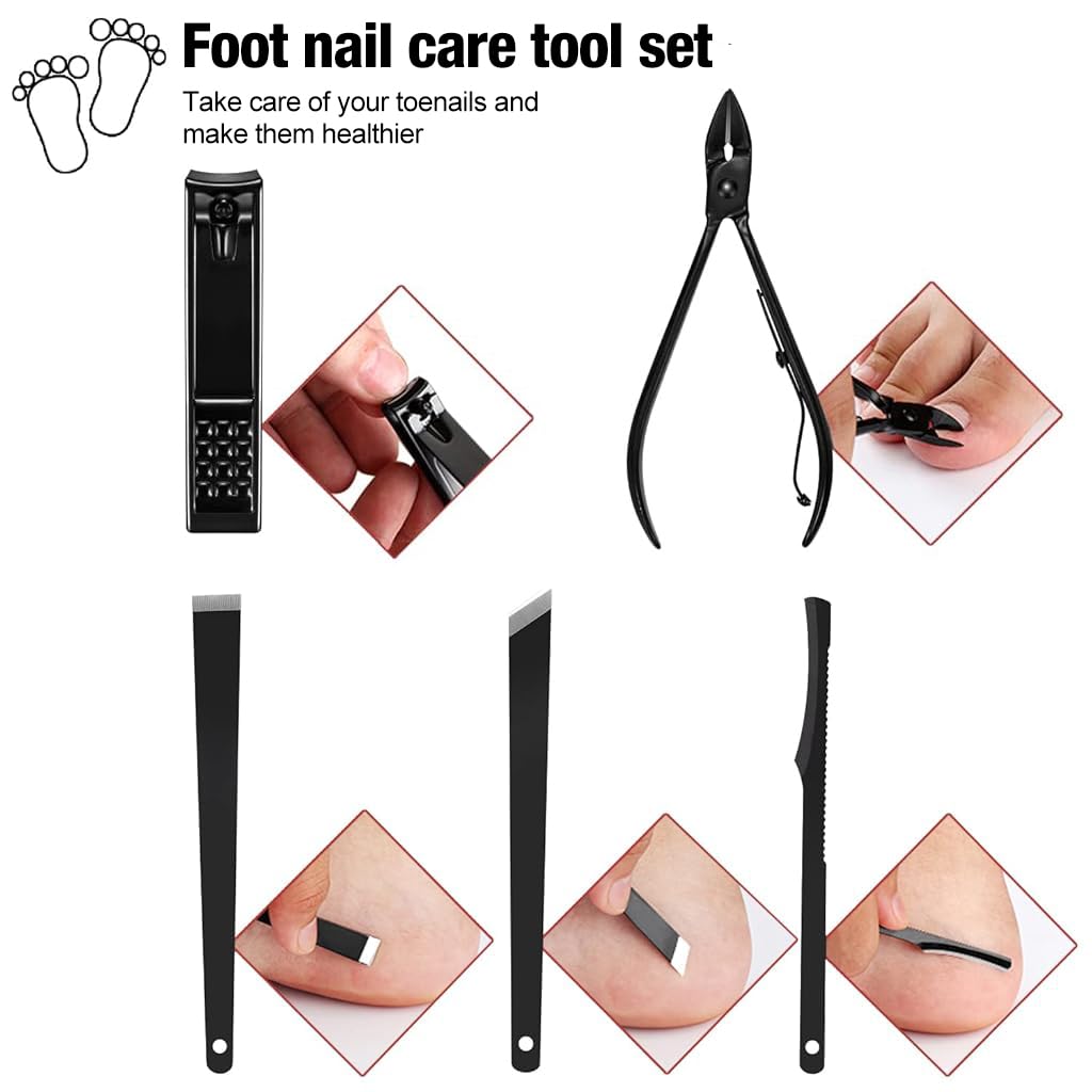 ZIBUYU Pedicure Kit for Women and Men with 18PCS Stainless Steel Tools | Ergonomic Grip