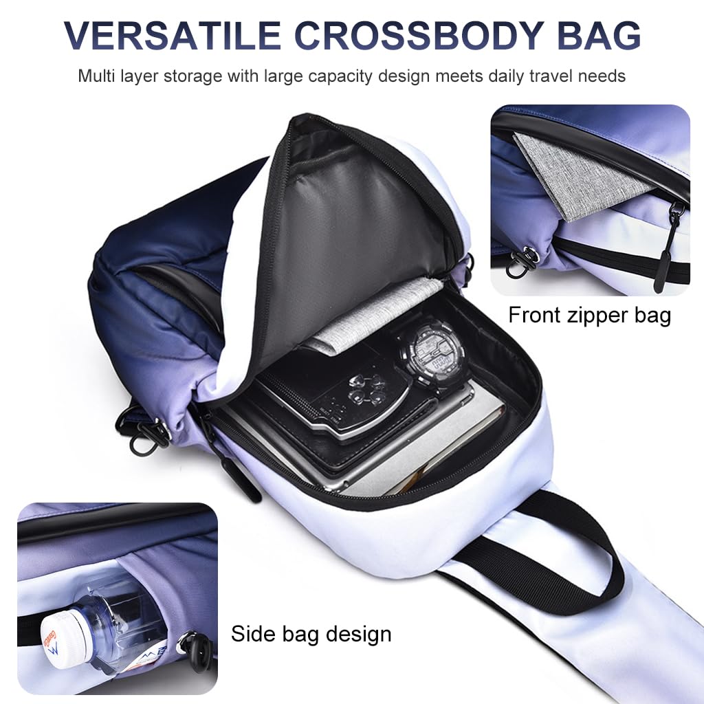 GUSTAVE Chest Bag for Men featuring Dual Layer Design and Waterproof Nylon | Gradient Blue Black