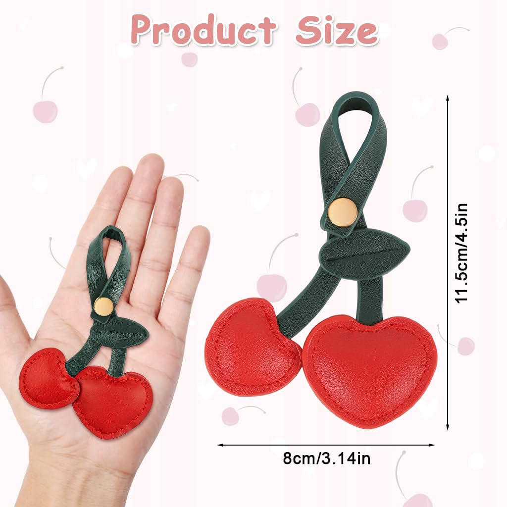 SANNIDHI Bag Charm Keychain for Purses with 7x11 cm Cherry Design and Snap-Button Closure | PU Accessory for Women and Girls